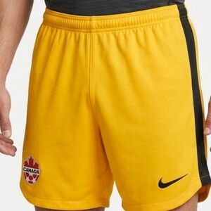 Women's Dry Fit Nike Yellow Soccer Shorts with Canada Emblem - Size M Like New